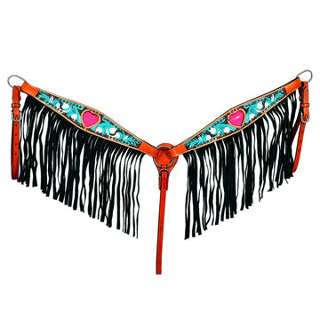 HILASON Western Horse Headstall Breast Collar Genuine American Leather Saddle Tan